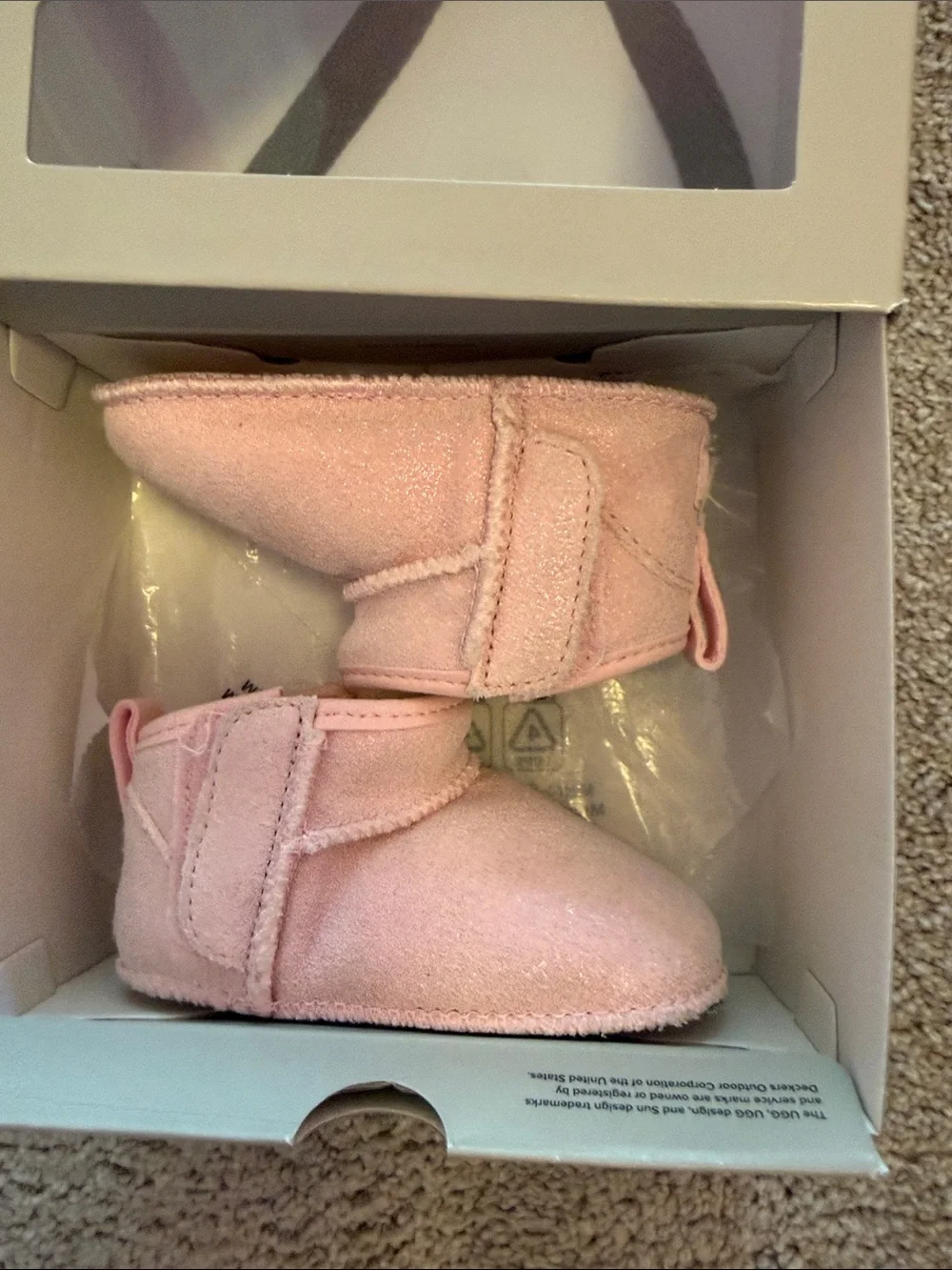 UGG Baby Pink Suede Cozy Booties size 3 baby.